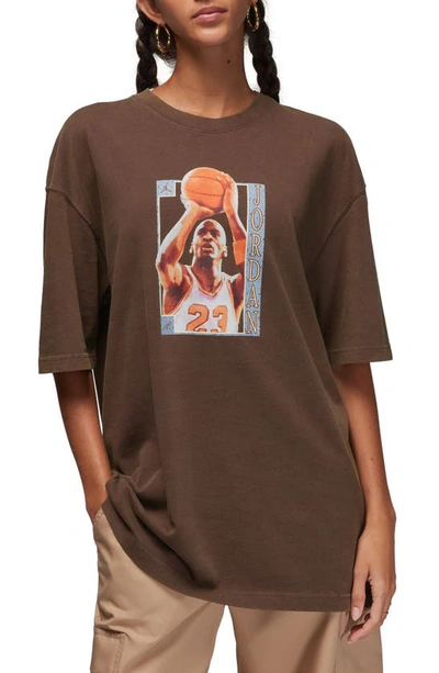 Shop Jordan Oversize Graphic T-shirt In Baroque Brown/ Legend Coffee