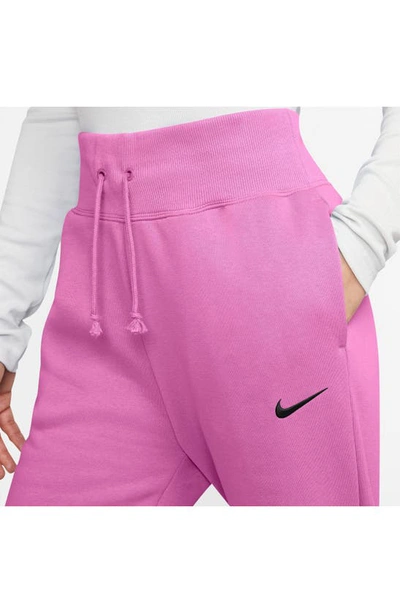 Shop Nike Phoenix Fleece High Waist Joggers In Playful Pink/ Black