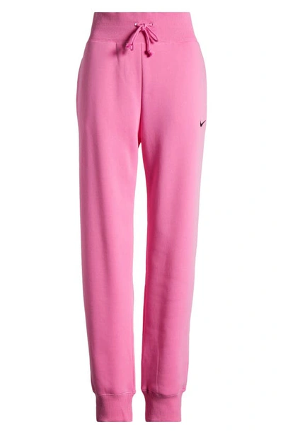 Shop Nike Phoenix Fleece High Waist Joggers In Playful Pink/ Black