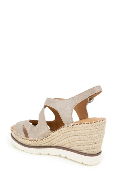 Shop Gentle Souls By Kenneth Cole Elise Espadrille Wedge Sandal In Mushroom Metallic Leather