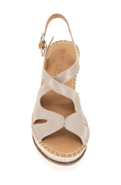 Shop Gentle Souls By Kenneth Cole Elise Espadrille Wedge Sandal In Mushroom Metallic Leather