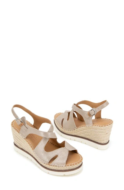Gentle Souls By Kenneth Cole Elise Espadrille Wedge Sandal In Mushroom Metallic Leather