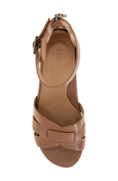 Gentle Souls By Kenneth Cole Myla Ankle Strap Sandal In Luggage Leather