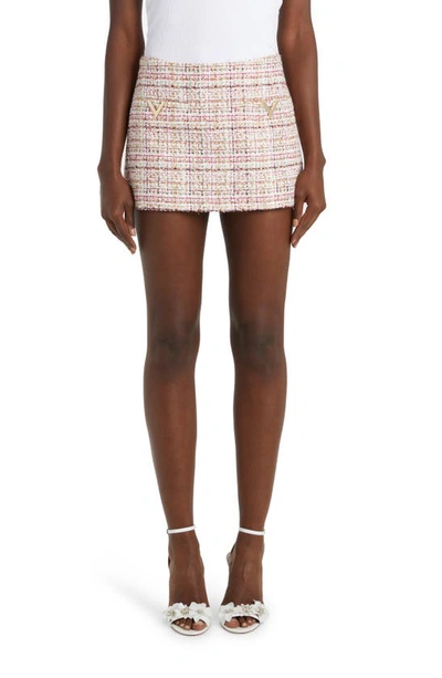 Shop Valentino Garavani Metallic Tweed Miniskirt In Multicolor Lurex