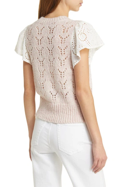 Rails Everly Flutter Sleeve Pointelle Sweater In Mauve