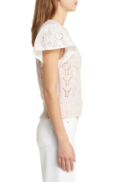 Rails Everly Flutter Sleeve Pointelle Sweater In Mauve