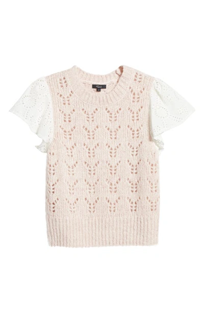 Rails Everly Flutter Sleeve Pointelle Sweater In Mauve