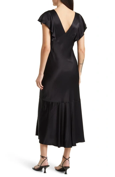 Shop Rails Dina Short Sleeve Satin Midi Dress In Black