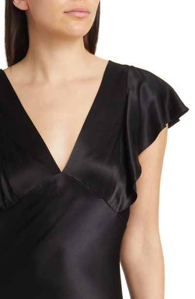 Shop Rails Dina Short Sleeve Satin Midi Dress In Black