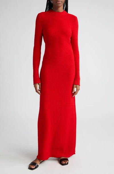 Shop Proenza Schouler Lara Long Sleeve Bouclé Knit Convertible Dress In Red