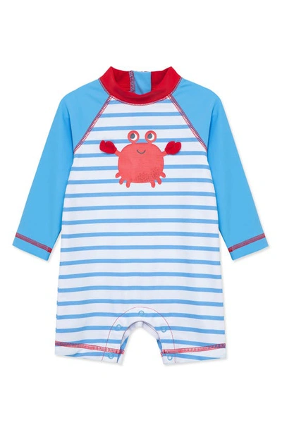 Shop Little Me Kids' Crab Long Sleeve Rashguard Swimsuit In Blue