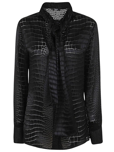 Shop Versace Informal Shirt Fabric Crocodile Devore` Clothing In Black