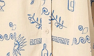 Petal And Pup Elias Print Minidress In Beige Blue