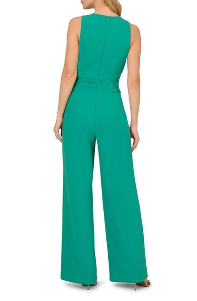 Shop Adrianna Papell Bow Detail Sleeveless Wide Leg Jumpsuit In Botanic Green