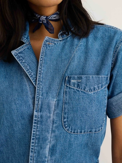 Alex Mill Standard Short Sleeve Jumpsuit In Denim In Medium Wash