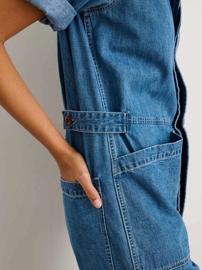 Shop Alex Mill Standard Short Sleeve Jumpsuit In Denim In Medium Wash