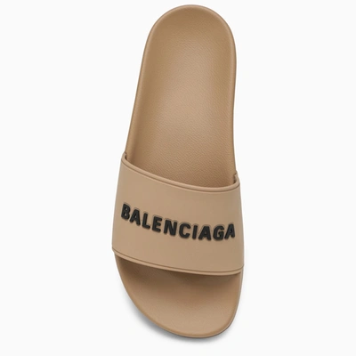 Shop Balenciaga Beige Rubber Slide Sandals