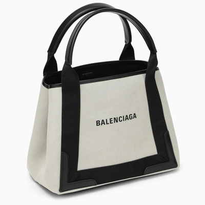 Shop Balenciaga Cabas Bag Small Cream Cotton Canvas