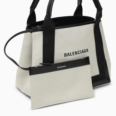 Shop Balenciaga Cabas Bag Small Cream Cotton Canvas