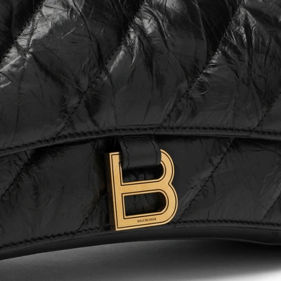 Shop Balenciaga Crush Medium Bag With Black Quilted Chain