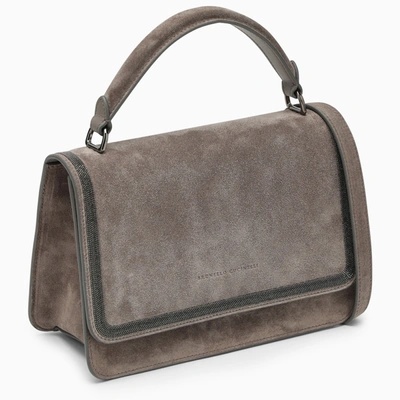 Shop Brunello Cucinelli Grey Leather Handbag
