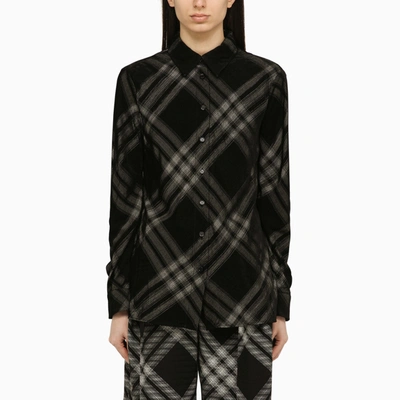 Shop Burberry Check Pattern Shirt In Viscose