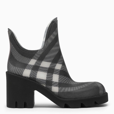 Shop Burberry Marsh Black Rubber Ankle Boots With Check Pattern