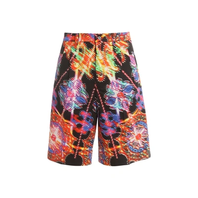 Dolce & Gabbana Multicolor Bermuda Shorts With All-over Hawaiian Print And Drawstrig In Silk Man