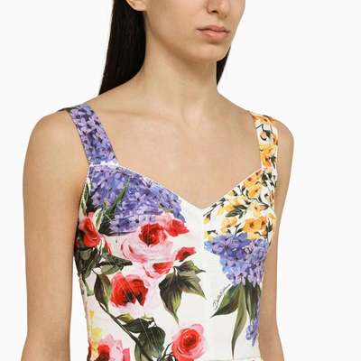 Shop Dolce & Gabbana Dolce&gabbana Garden Print Bustier Dress In Cotton