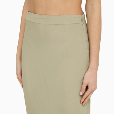 Shop Federica Tosi Sage Green Silk Blend Midi Skirt