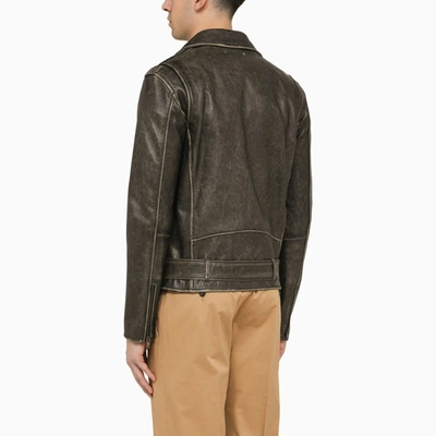 Shop Golden Goose Black Biker Leather Jacket