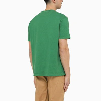 Shop Golden Goose Green Cotton T Shirt With Logo Print