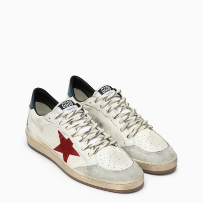 Shop Golden Goose Low Ballstar White/red/ocean Blue Sneaker