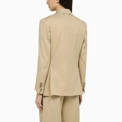 Shop Golden Goose Sand Coloured Double Breasted Jacket In Wool