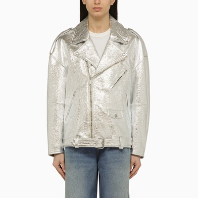 Shop Halfboy Silver Leather Jacket