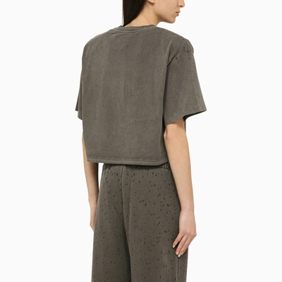 Shop Halfboy Cropped T Shirt With Maxi Shoulders In Black Washed Out Effect