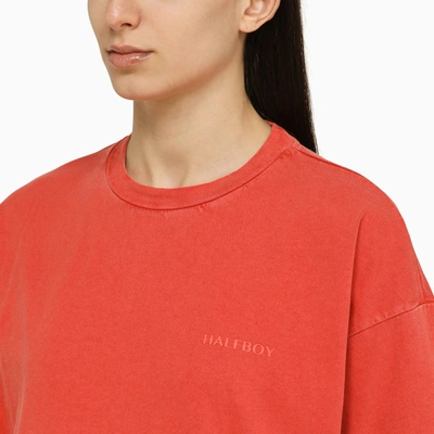 Shop Halfboy Red Crew Neck T Shirt With Logo