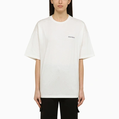 Shop Halfboy White Crew Neck T Shirt With Logo