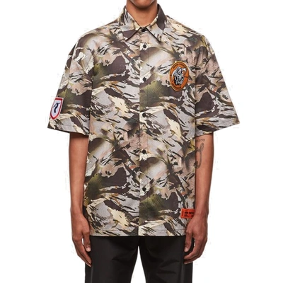 Shop Heron Preston Camouflage Popline Shirt