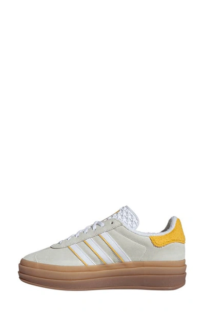 Shop Adidas Originals Gazelle Bold Platform Sneaker In Ivory/ White/ Bold Gold