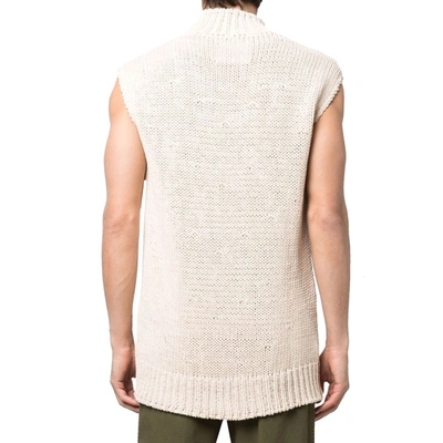 Jil Sander Slogan Print Vest Pullover Men In Neutral