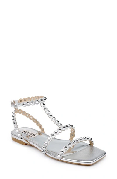 Shop Badgley Mischka Collection Cami Square Toe Gladiator Sandal In Silver