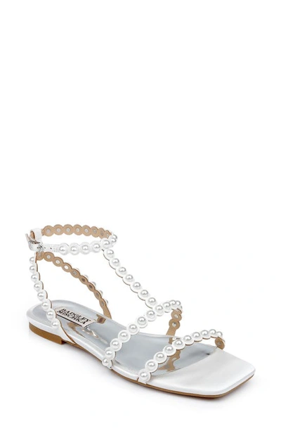 Shop Badgley Mischka Collection Cami Square Toe Gladiator Sandal In Soft White