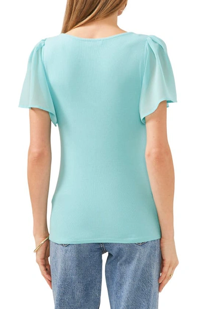 Shop 1.state Flutter Sleeve Rib Knit T-shirt In Blue River