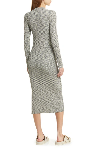 Rails Luciana Long Sleeve Space Dye Midi Sweater Dress In Mint Navy Space Dye