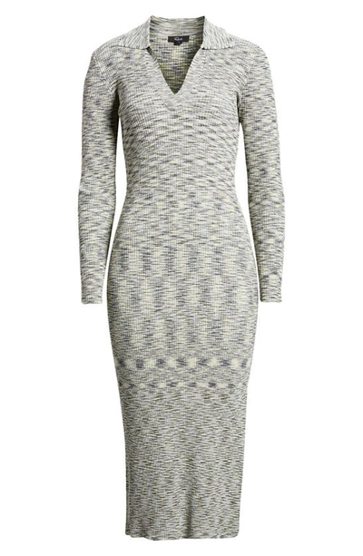 Rails Luciana Long Sleeve Space Dye Midi Sweater Dress In Mint Navy Space Dye
