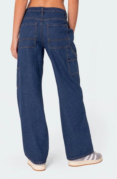 Edikted Ayla Low Rise Carpenter Jeans In Blue