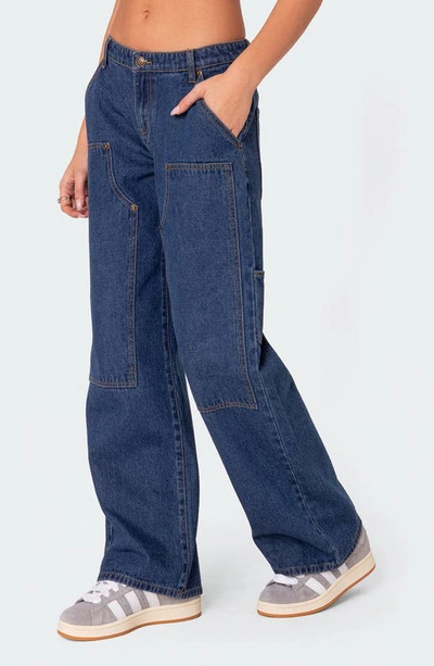 Edikted Ayla Low Rise Carpenter Jeans In Blue