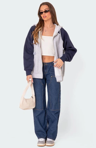 Edikted Ayla Low Rise Carpenter Jeans In Blue