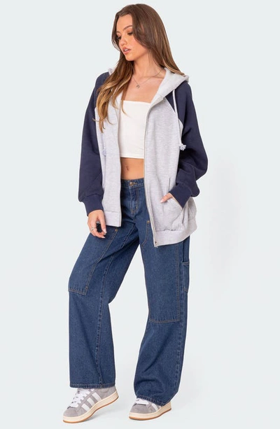Edikted Ayla Low Rise Carpenter Jeans In Blue